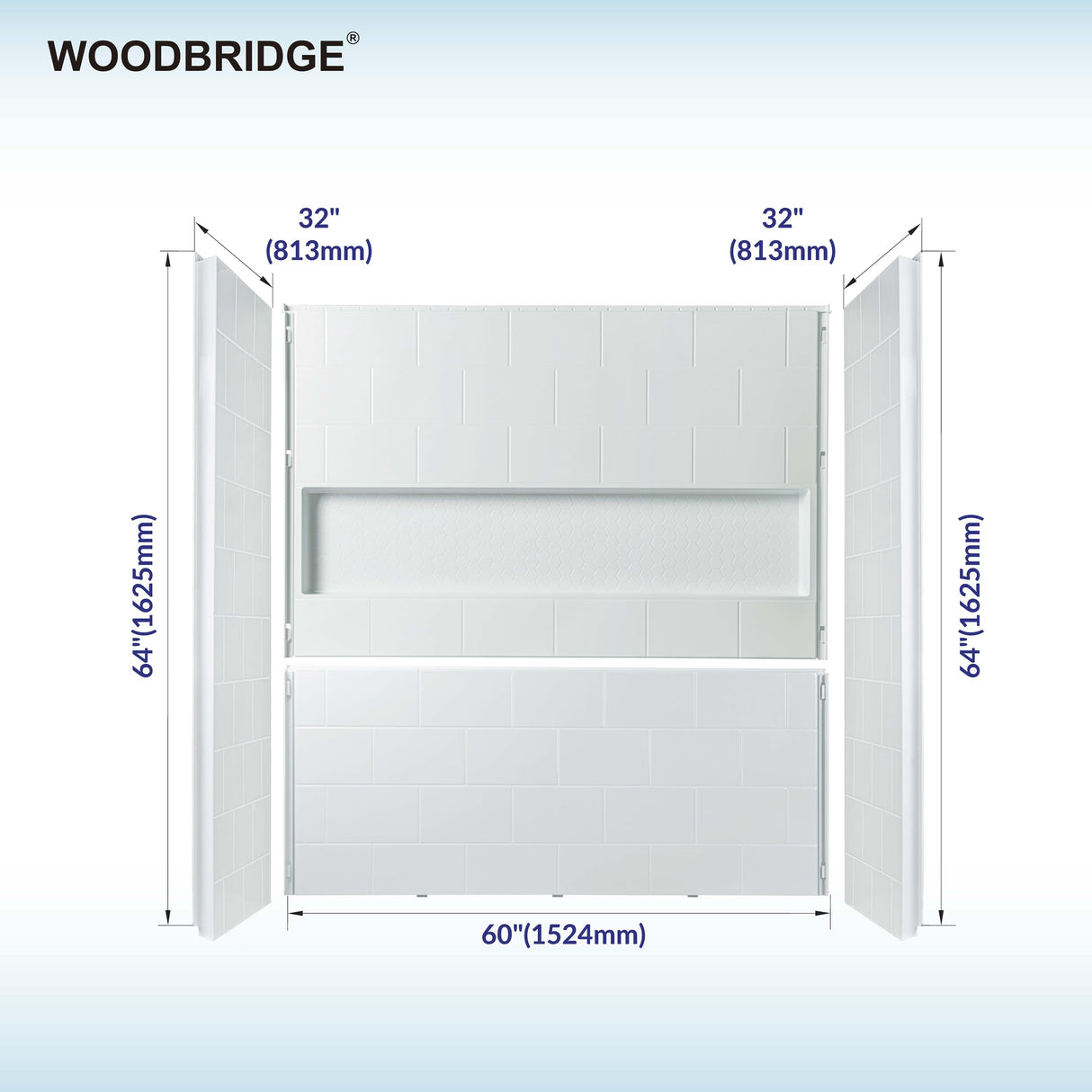 New England Home Goods 60” x 32” Four-Piece Direct-to-Stud Alcove Tub Surround with Left-Drain Hole Soaking Bathtub Combo in White