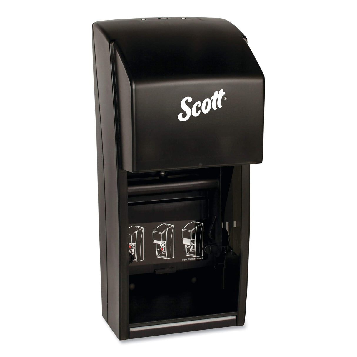Scott Professional Vertical Standard Roll Toilet Paper Dispenser (09021), Dual Capacity, Black, 6.0"x13.6"x6.6" (Qty 1)