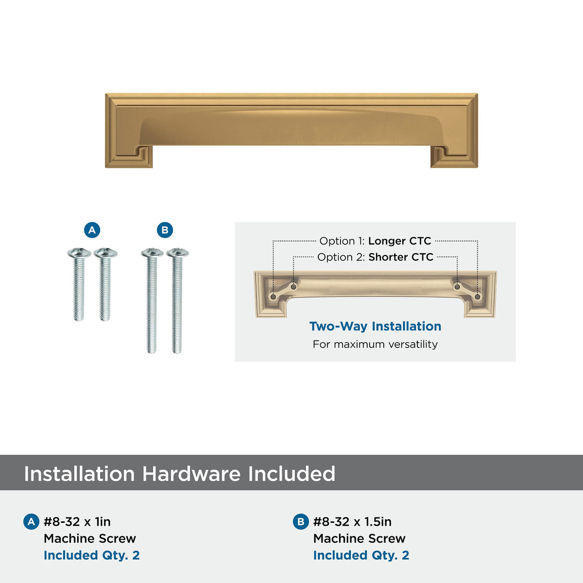 Amerock Cabinet Cup Pull Champagne Bronze 5-1/16 inch & 6-5/16 inch (128 mm & 160 mm) Center-to-Center Appoint 1 Pack Drawer Pull Cabinet Handle Cabinet Hardware