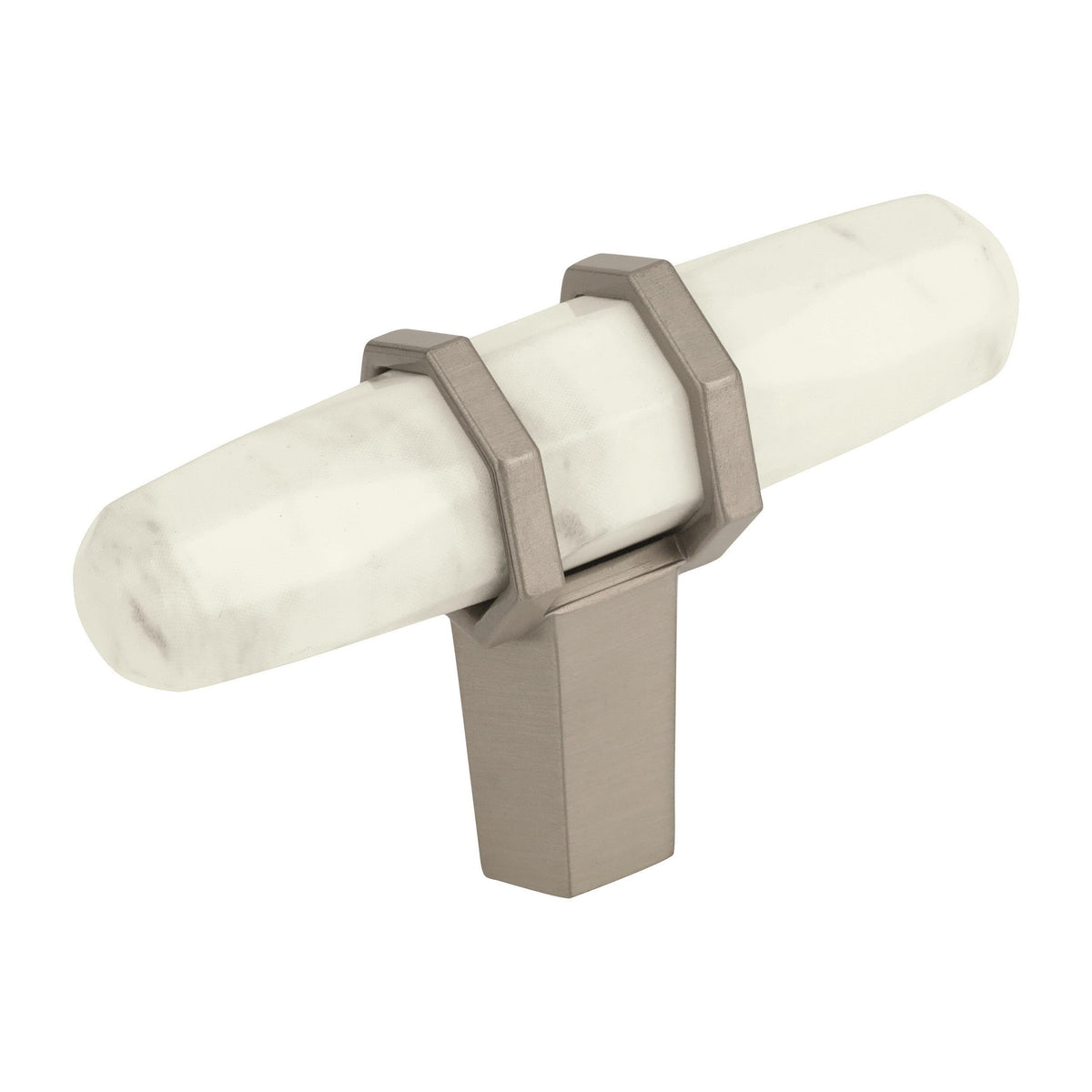 Amerock Cabinet Knob Marble White/Satin Nickel 2-1/2 inch (64 mm) Length Carrione 1 Pack Drawer Knob Cabinet Hardware