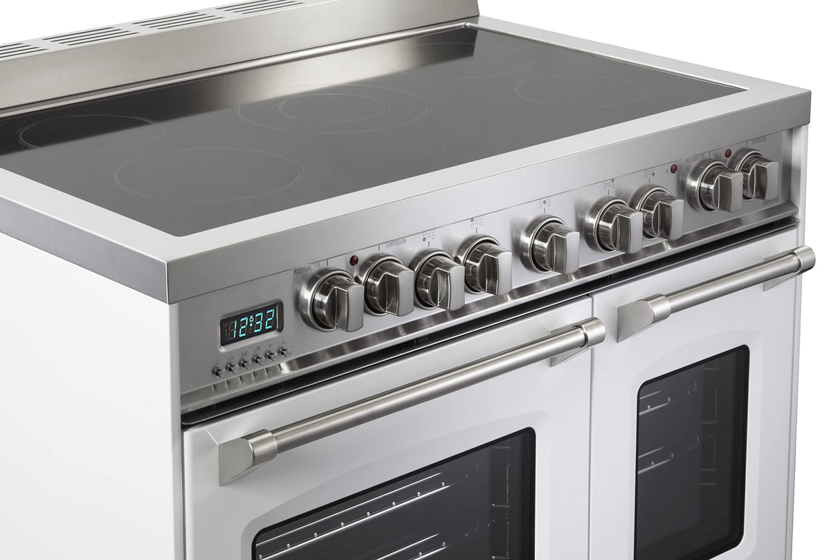 Verona VPFSEE365DW Prestige 36" Electric Glass Top Double Oven Range - White