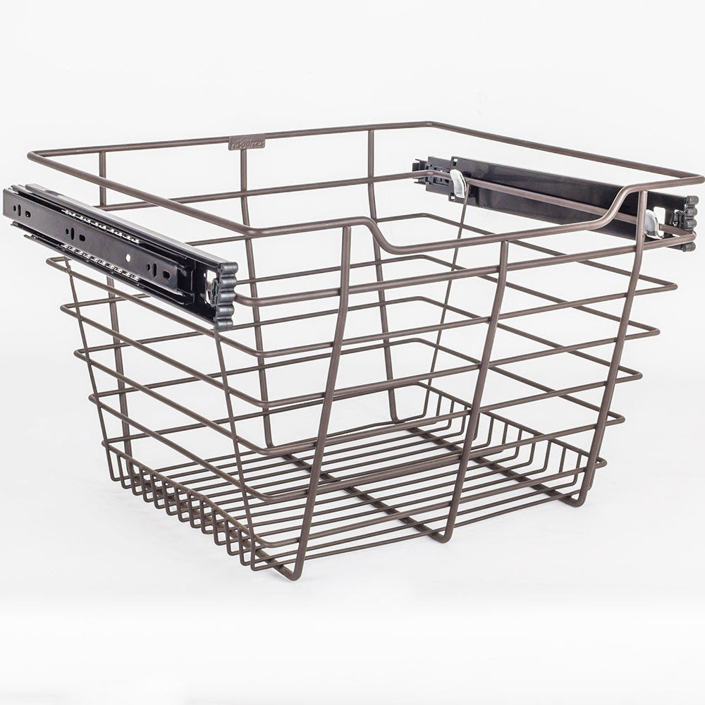 Hardware Resources POB1-141711ORB Dark Bronze Closet Pullout Basket with Slides 14"D x 17"W x 11"H