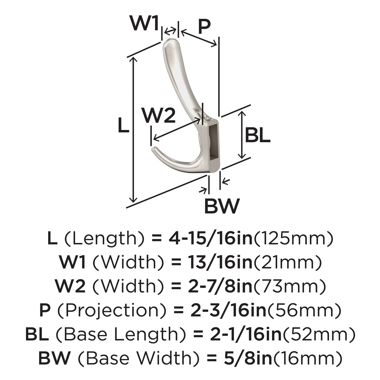 Amerock HBX37013G10 Finesse Triple Prong Decorative Wall Hook Satin Nickel Hook for Coats, Hats, Backpacks, Bags Hooks for Bathroom, Bedroom, Closet, Entryway, Laundry Room, Office
