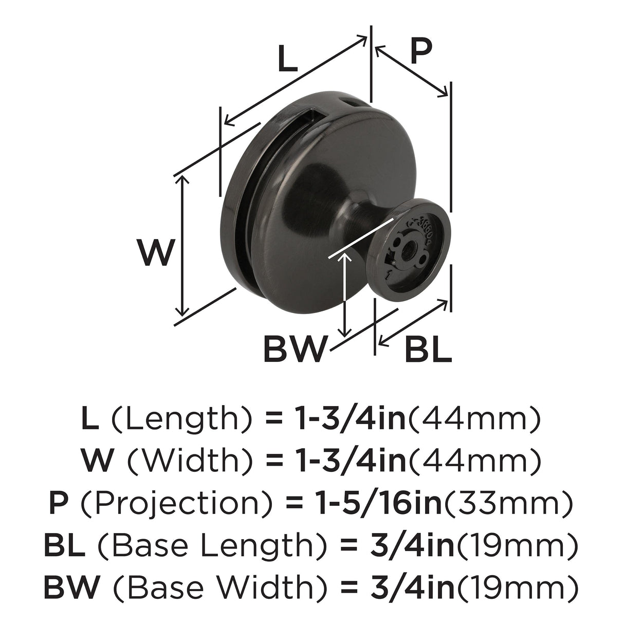 Amerock Cabinet Knob Gunmetal 1-3/4 inch (44 mm) Diameter Oberon 1 Pack Drawer Knob Cabinet Hardware