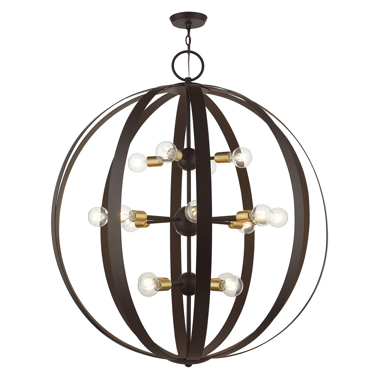 Livex Lighting 46418-07 Modesto Collection 16-Light Foyer Chandelier with Exposed Bulbs, Bronze