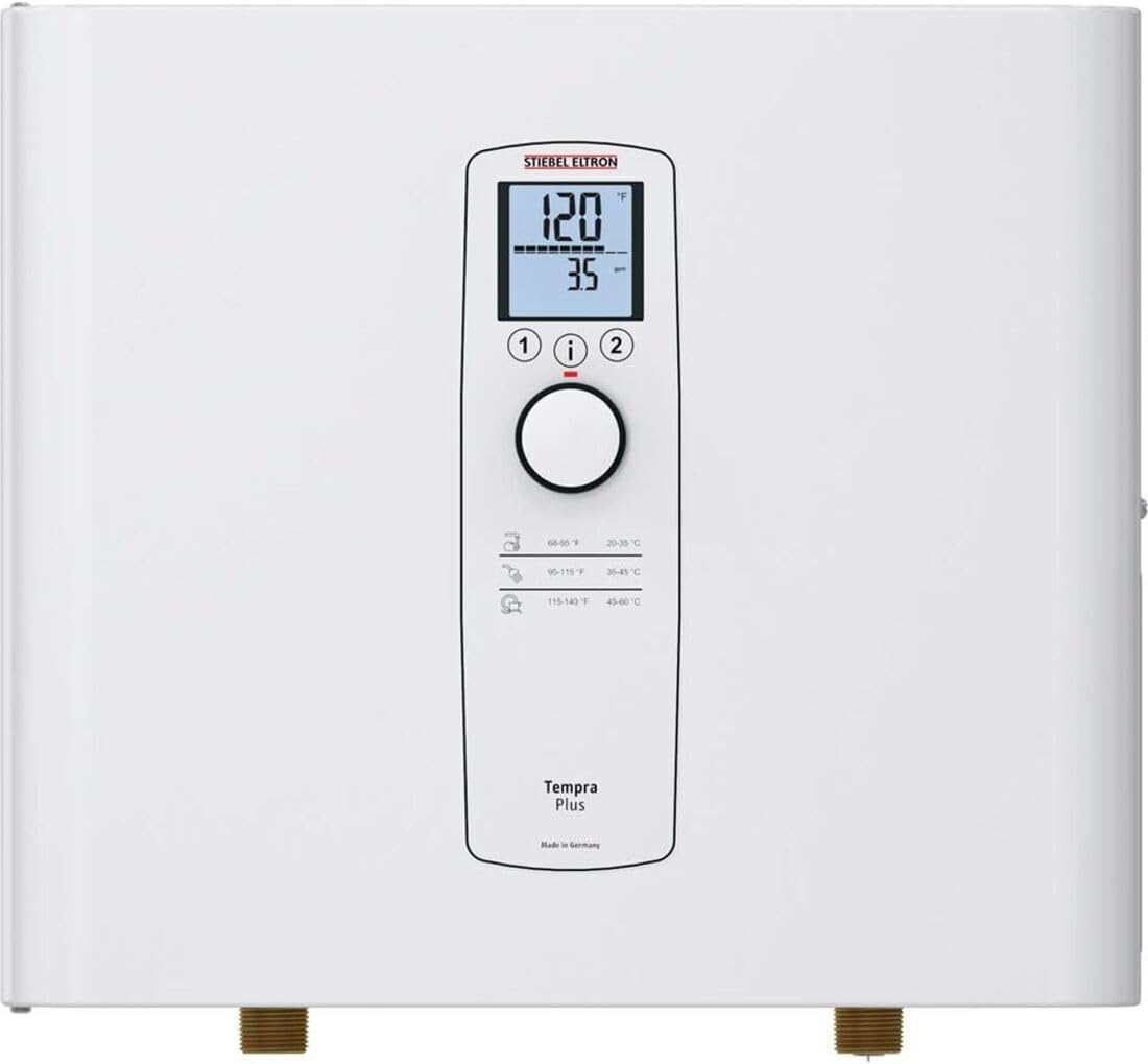 Stiebel Eltron Tankless Water Heater - Tempra 24 Plus - Electric, On Demand Hot Water, Eco, White, 20.2