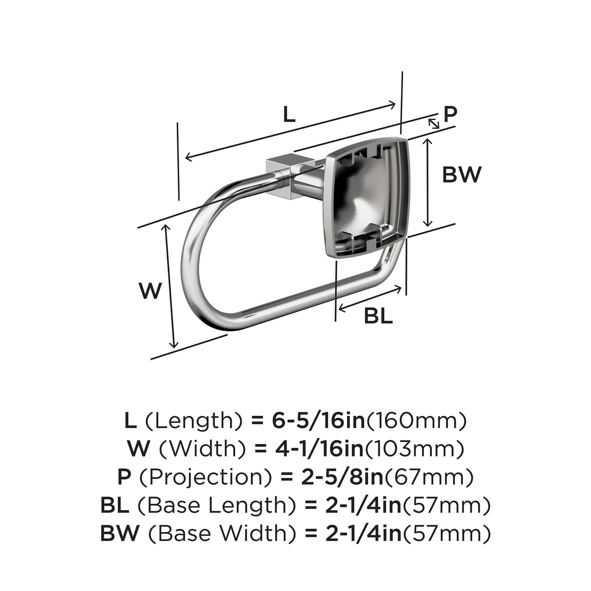 Amerock BH3609126 Chrome Single Post Toilet Paper Holder 7-1/16 in. (179 mm) Length Toilet Tissue Holder Stature Bath Tissue Holder Bathroom Hardware Bath Accessories