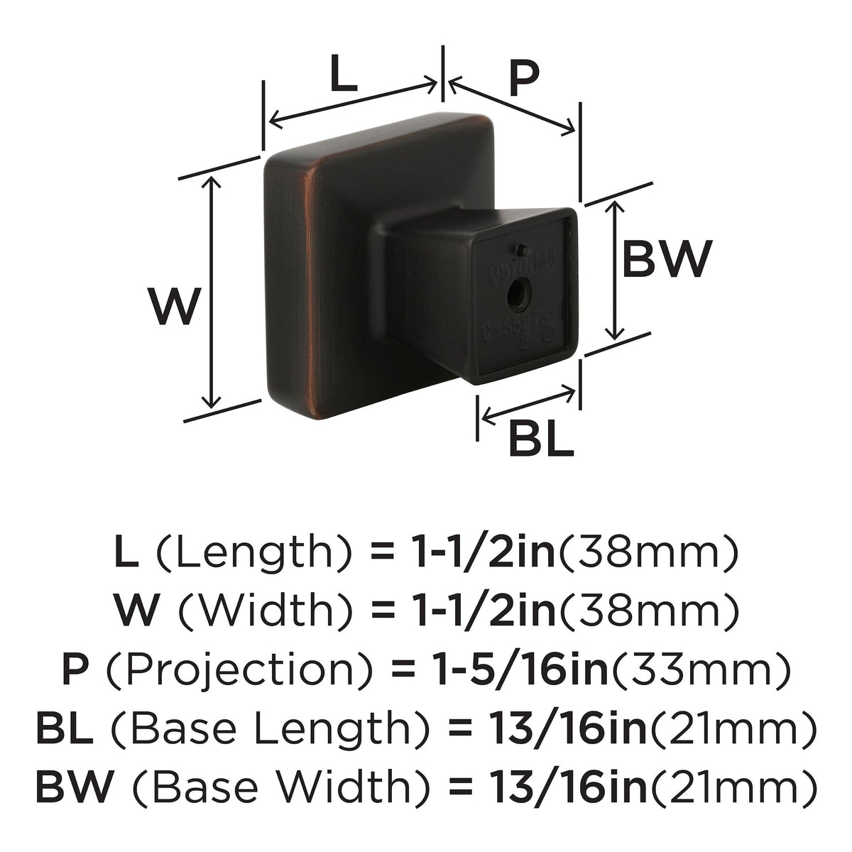 Amerock Cabinet Knob Oil Rubbed Bronze 1-1/2 inch (38 mm) Length Blackrock 1 Pack Drawer Knob Cabinet Hardware