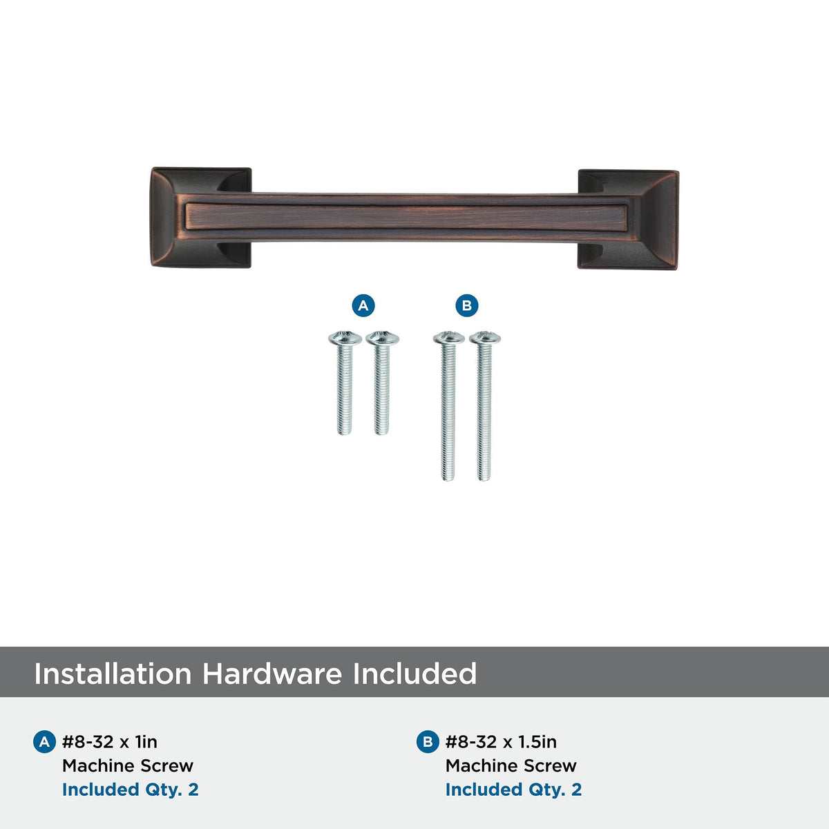 Amerock Cabinet Pull Oil Rubbed Bronze 3 inch (76 mm) Center to Center Mulholland 1 Pack Drawer Pull Drawer Handle Cabinet Hardware
