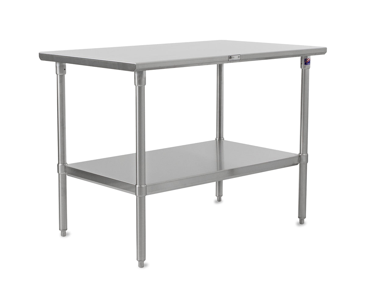 John Boos ST6-2436SSK Stallion Stainless Steel Flat Top Work Table with Adjustable Lower Shelf and Legs, 36" Length x 24" Width