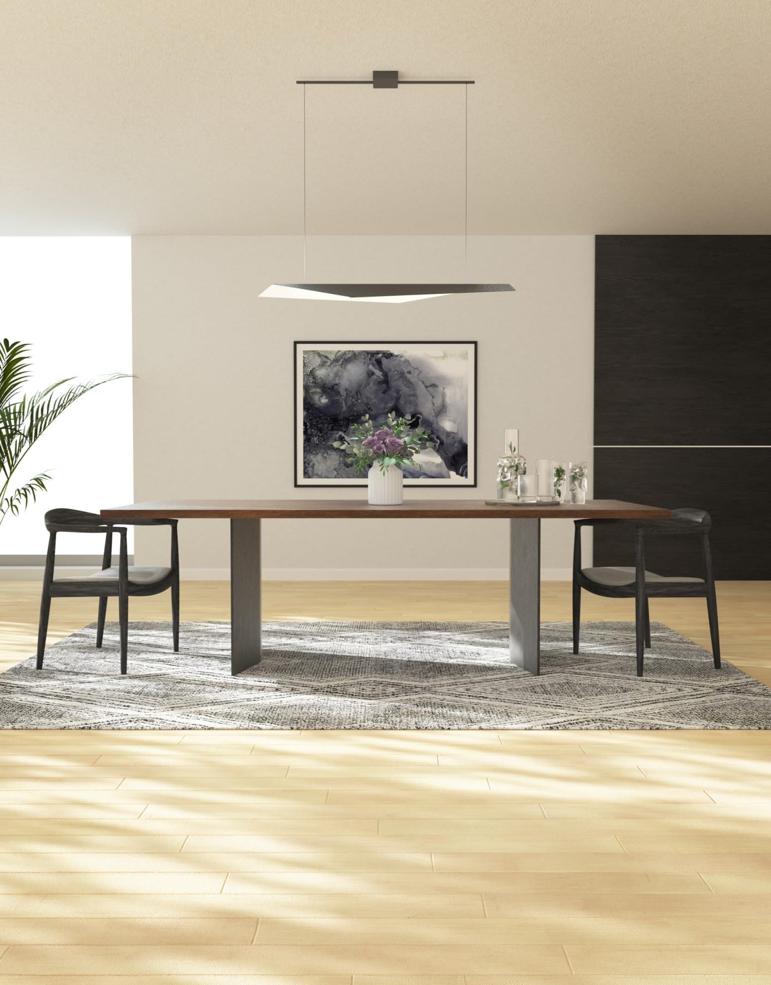 Kuzco LP70548-BK/WH TARO 48" LINEAR PENDANT OUTER BLACK INNER WHITE SHADE 32W 120VAC WITH LED DRIVER 3000K 90CRI