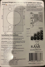 KasaWare KFHCN114-A-10 1-1/4" Overlay Compact Hinge, 10-pack