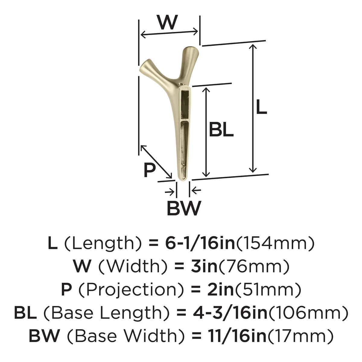 Amerock HBX37017BBZ Kodiak Double Prong Decorative Wall Hook Golden Champagne Hook for Coats, Hats, Backpacks, Bags Hooks for Bathroom, Bedroom, Closet, Entryway, Laundry Room, Office