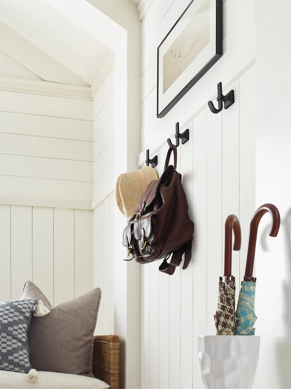 Amerock HBX36686MB Burbank Single Prong Decorative Wall Hook Matte Black Hook for Coats, Hats, Backpacks, Bags Hooks for Bathroom, Bedroom, Closet, Entryway, Laundry Room, Office