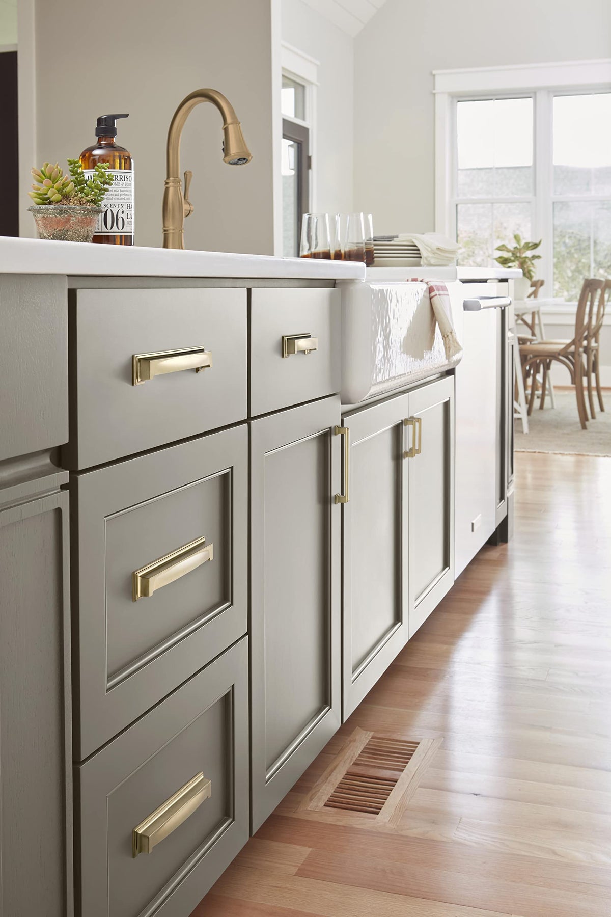 Amerock Cabinet Cup Pull Golden Champagne 5-1/16 inch & 6-5/16 inch (128 mm & 160 mm) Center to Center Appoint 1 Pack Drawer Pull Drawer Handle Cabinet Hardware