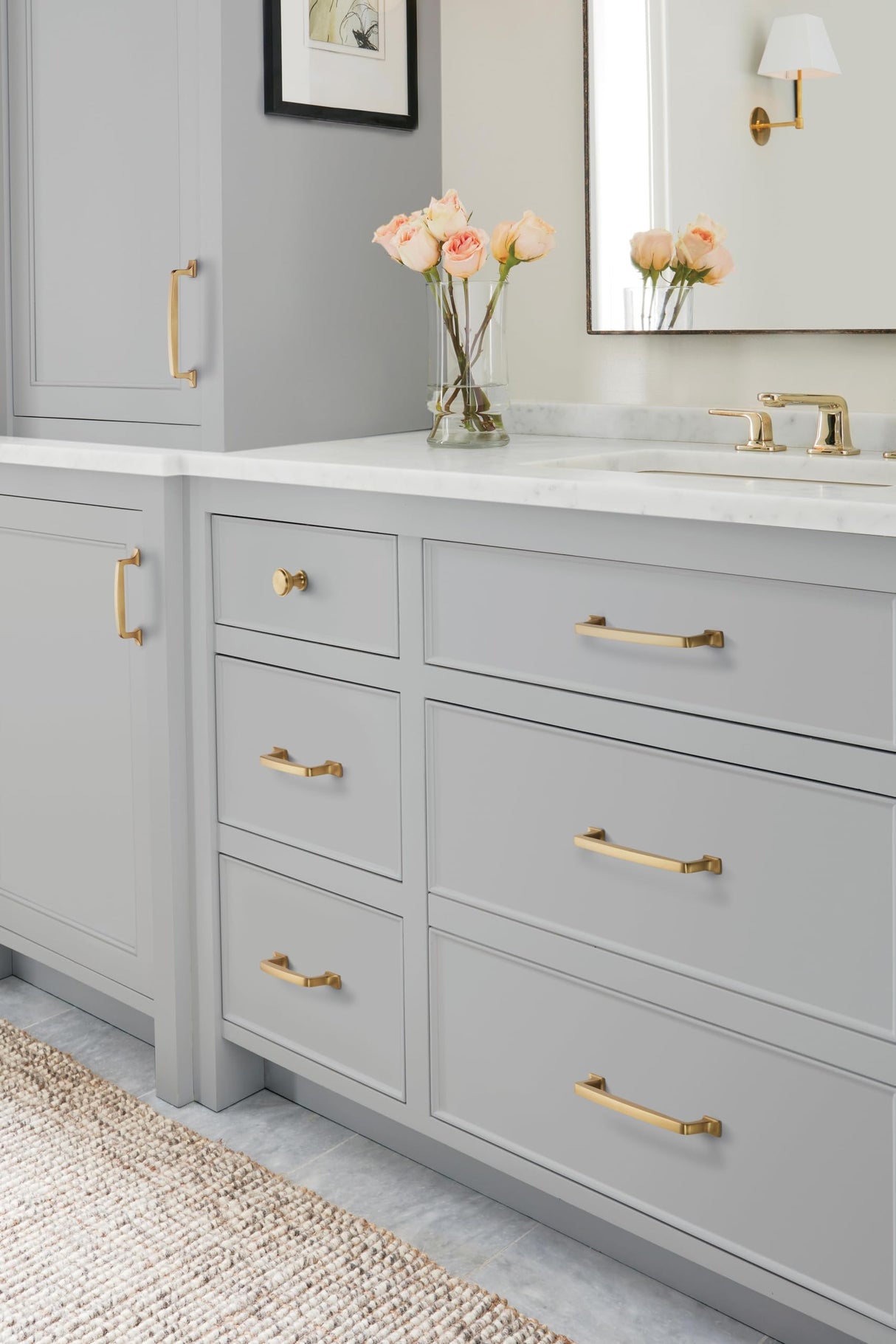 Amerock Cabinet Pull Golden Champagne 6-5/16 inch (160 mm) Center to Center Westerly 1 Pack Drawer Pull Drawer Handle Cabinet Hardware