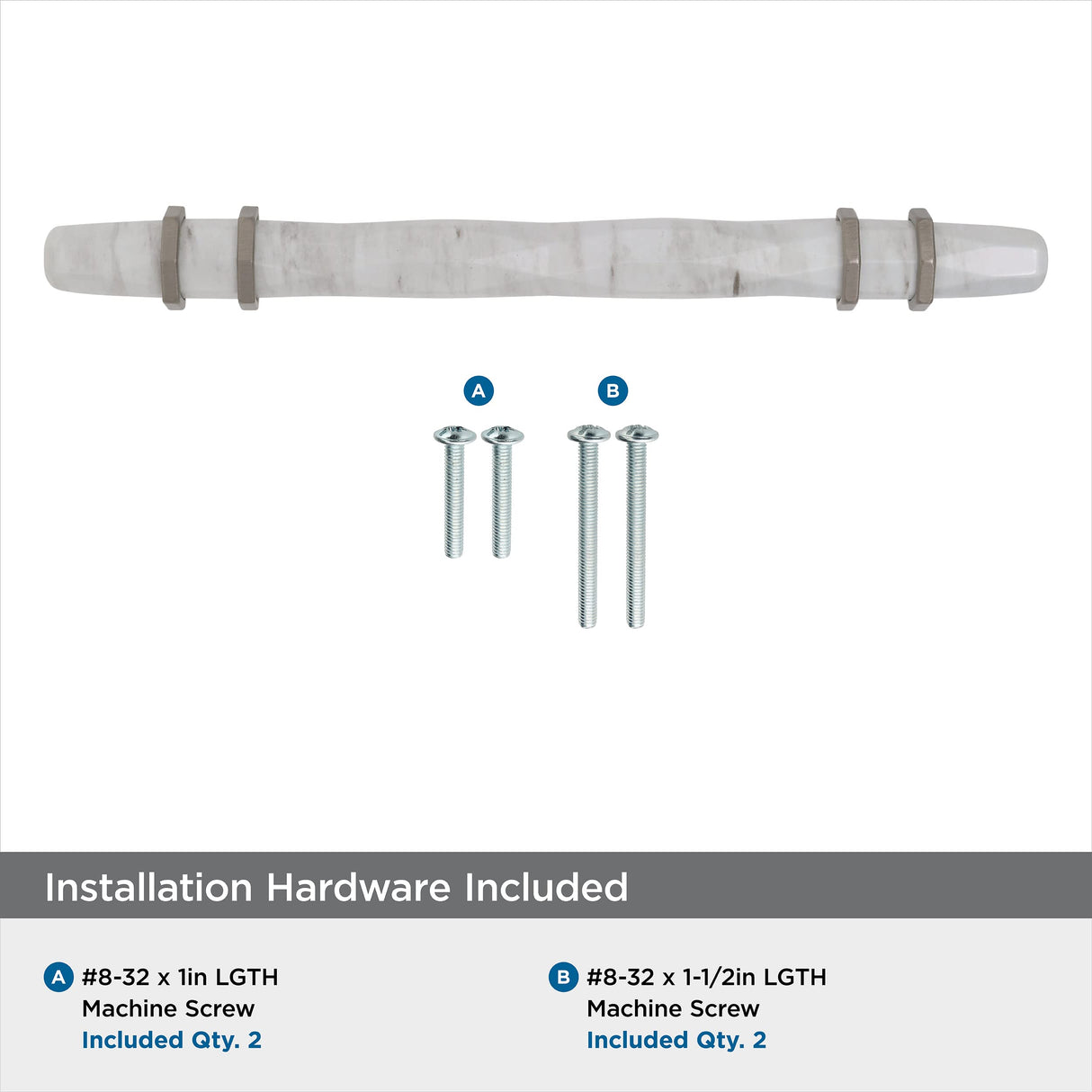 Amerock Cabinet Pull Marble White/Satin Nickel 5-1/16 inch (128 mm) Center to Center Carrione 1 Pack Drawer Pull Drawer Handle Cabinet Hardware