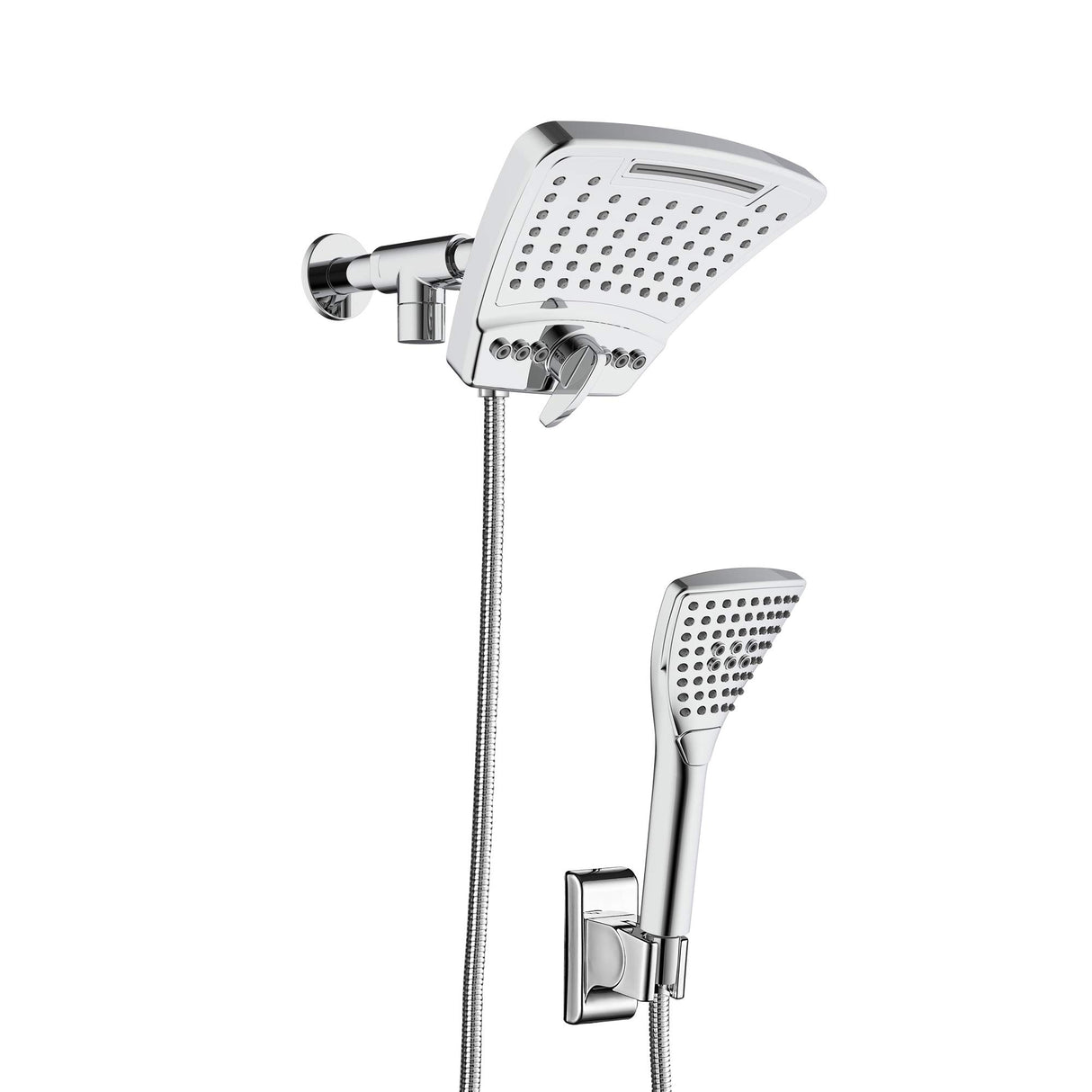 PULSE ShowerSpas 1056-CH-1.8GPM PowerShot Shower System with Air-Infused Curved 8" Multi-Pattern Showerhead and 3-Function Hand Shower, Polished Chrome, 1.8 GPM