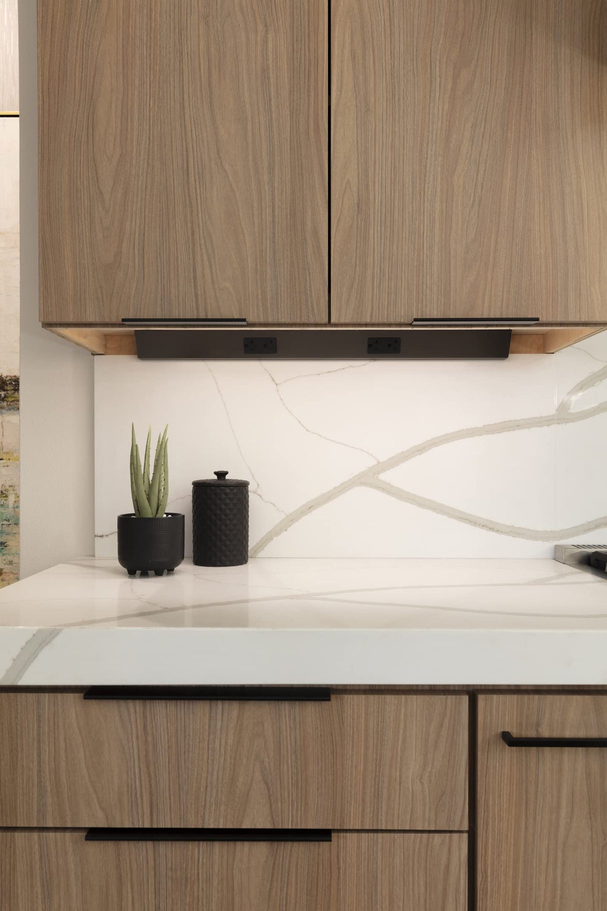 Task Lighting TRS18-2B-BK-RS 18" TR Switch Series Angle Power Strip, Right Switches, Black Finish, Black Switches and Receptacles