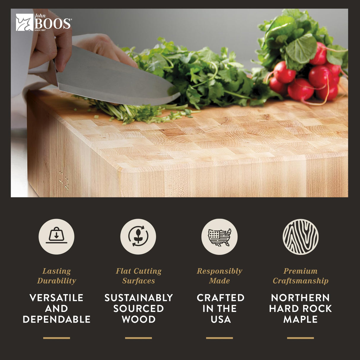 John Boos BB02 Large Maple Wood Cutting Board for Kitchen 30 x 24 Inches, 6 Inches Thick Non-Reversible Charcuterie End Grain Block with Oil Finish 30X24X6 MPL-END GR-REV-CHOP BLOCK