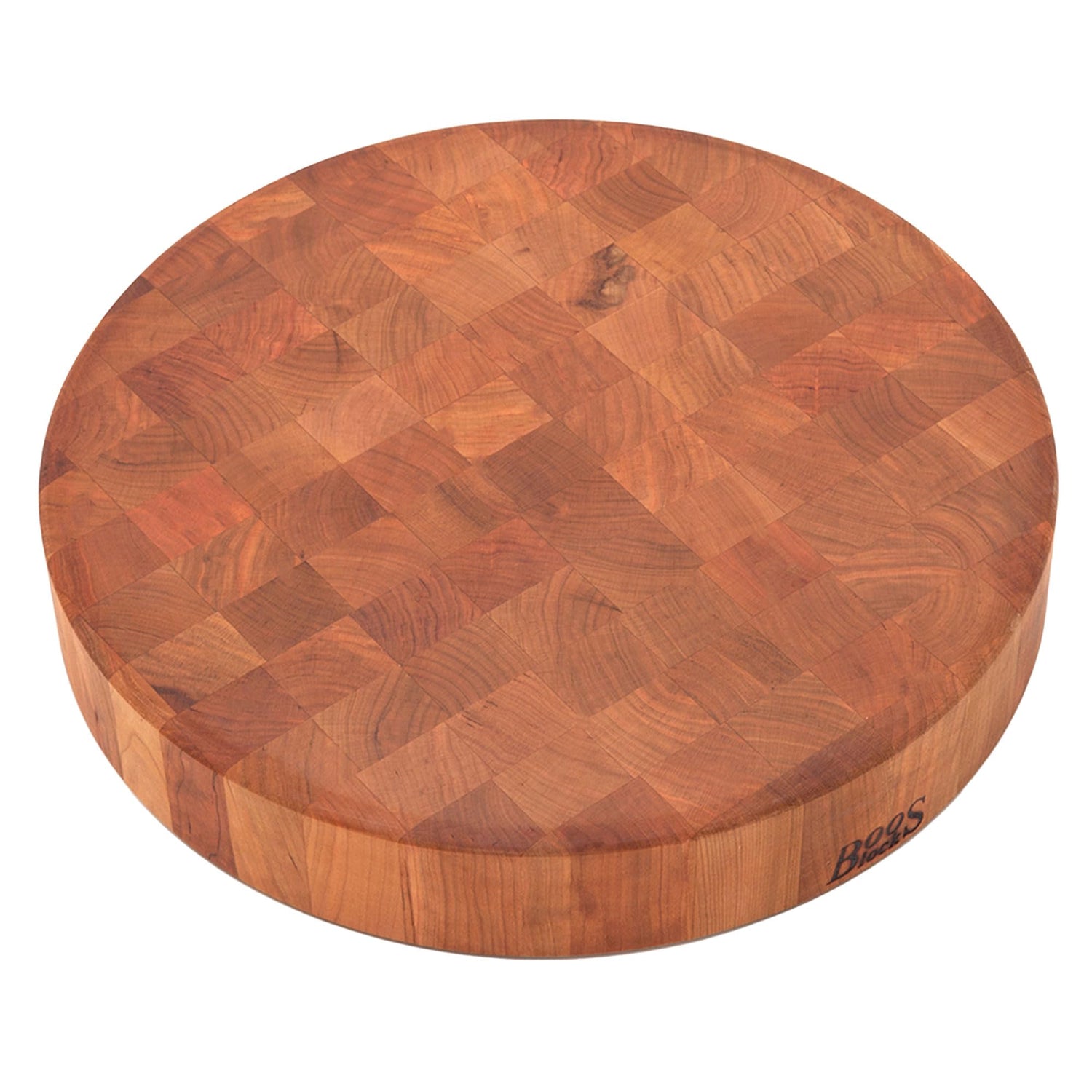 John Boos CHY-CCB183-R Large Cherry Wood Cutting Board for Kitchen Prep 18 Inches, 3 Inches Thick Reversible End Grain Round Charcuterie Block 18DIAX3 CHY-END GR-NON REV-CHOP BL