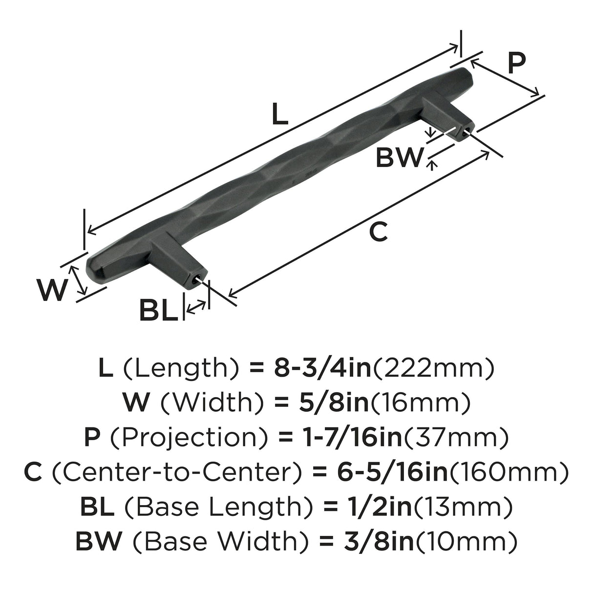 Amerock Cabinet Pull Black Bronze 6-5/16 inch (160 mm) Center to Center St. Vincent 1 Pack Drawer Pull Drawer Handle Cabinet Hardware