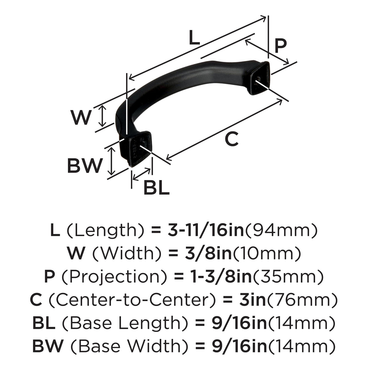 Amerock Cabinet Pull Black Bronze 3 inch (76 mm) Center to Center Revitalize 1 Pack Drawer Pull Drawer Handle Cabinet Hardware