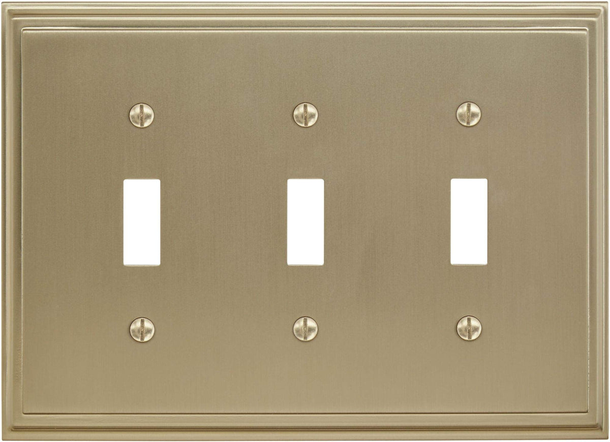 Amerock Wall Plate Golden Champagne 3 Toggle Switch Plate Cover Mulholland 1 Pack Light Switch Cover
