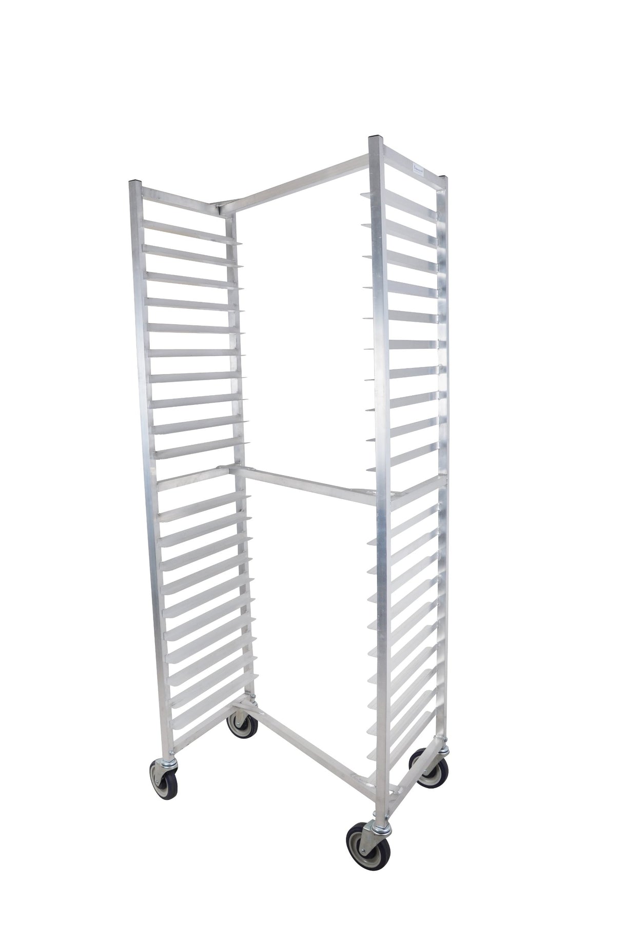 John Boos ABPR-1820-ZN Aluminum Front Load Nesting Mobile Pan Rack with 5" Casters, 20 Capacity, 26" Length x 20-1/2" Width 69" Height
