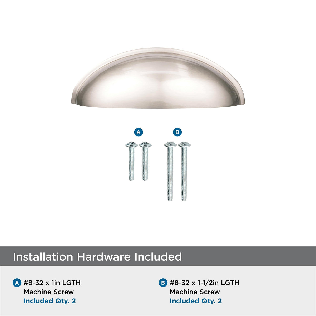 Amerock Cabinet Cup Pull Satin Nickel 3 inch (76 mm) Center-to-Center Ravino 1 Pack Drawer Pull Drawer Handle Cabinet Hardware