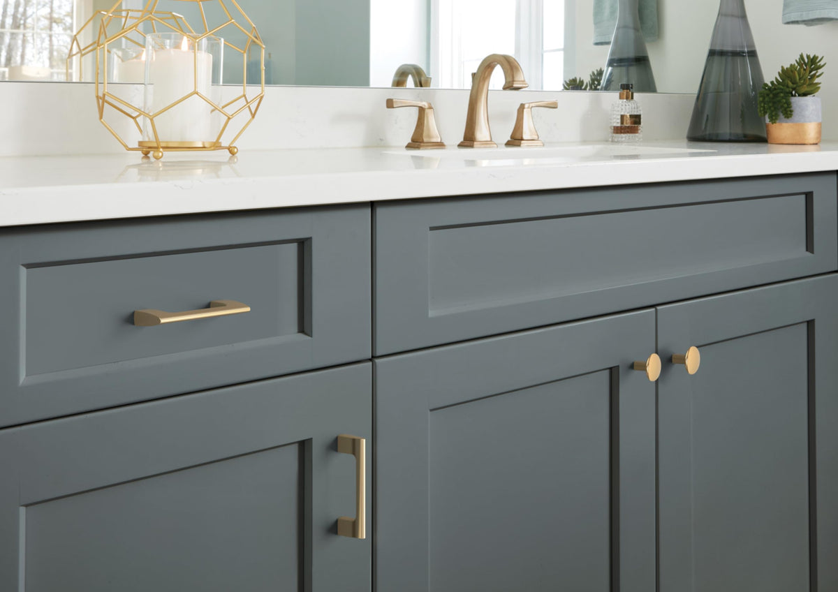 Amerock Cabinet Pull Golden Champagne 3 inch (76 mm) Center-to-Center Riva 1 Pack Drawer Pull Drawer Handle Cabinet Hardware