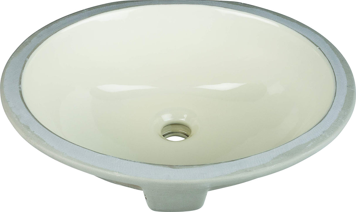 Hardware Resources H8809 15-9/16" L x 13" W Parchment Oval Undermount Porcelain Bathroom Sink With Overflow