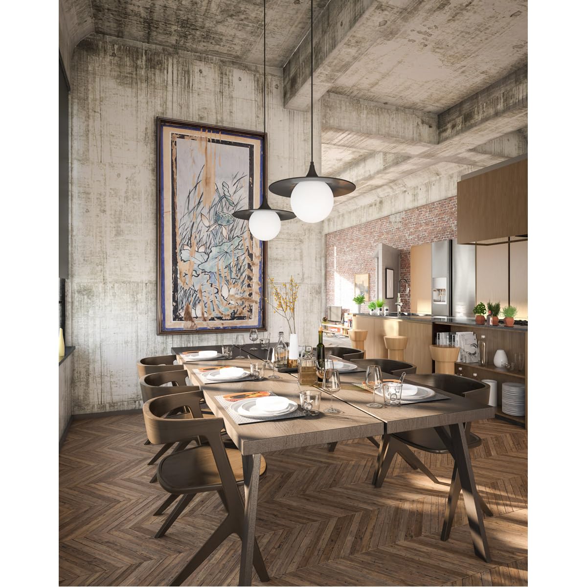 Alora PD525216MBOP FUJI 16" PD MATTE BLACK OPAL GLASS CORD 72 1X60W E26