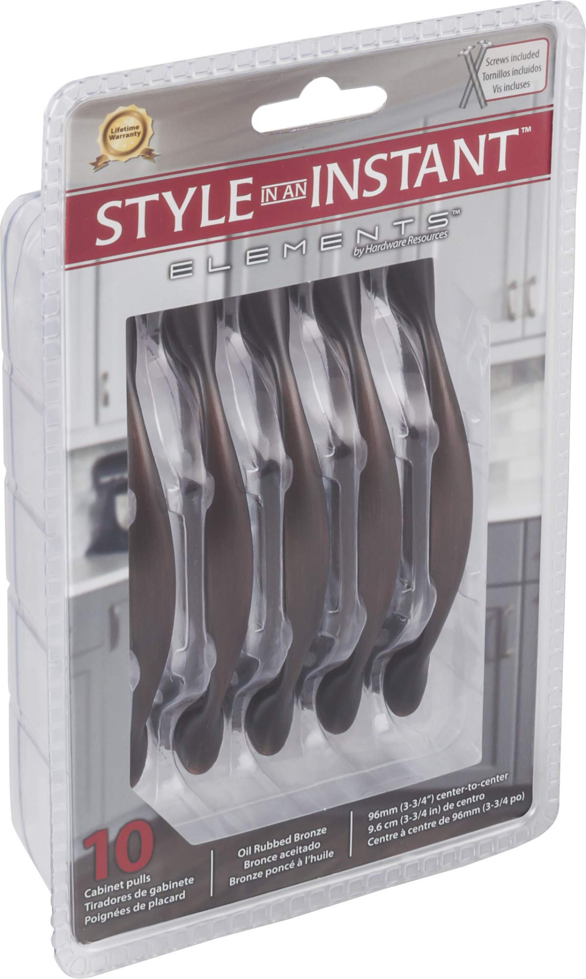 Elements 80814-DBAC-R 96 mm Center-to-Center Brushed Oil Rubbed Bronze Arched Somerset Retail Packaged Cabinet Pull