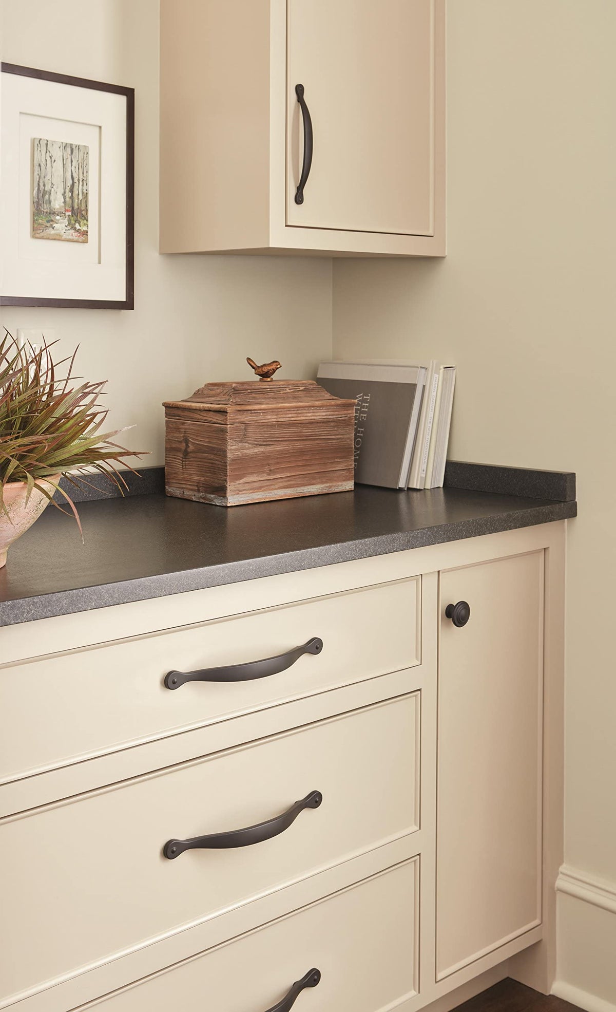 Amerock Cabinet Knob Matte Black 1-5/16 inch (33 mm) Diameter Inspirations 1 Pack Drawer Knob Cabinet Hardware