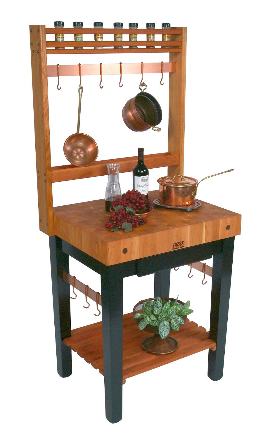 John Boos RN-PPB3624 Butcher Block Unit 36" x 24" 4" (6) copper pot hooks