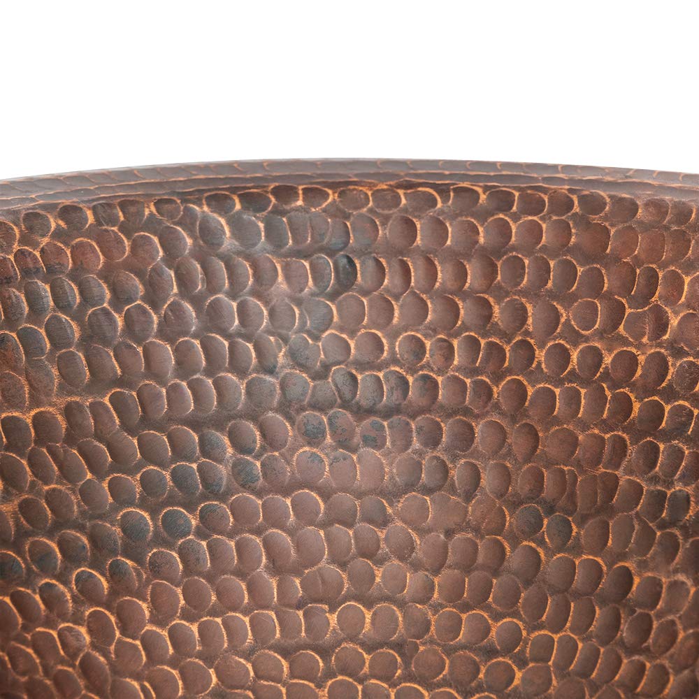 Premier Copper Products LO18RDB 18-Inch Wide Rim Oval Self Rimming Hammered Copper Sink, Oil Rubbed Bronze