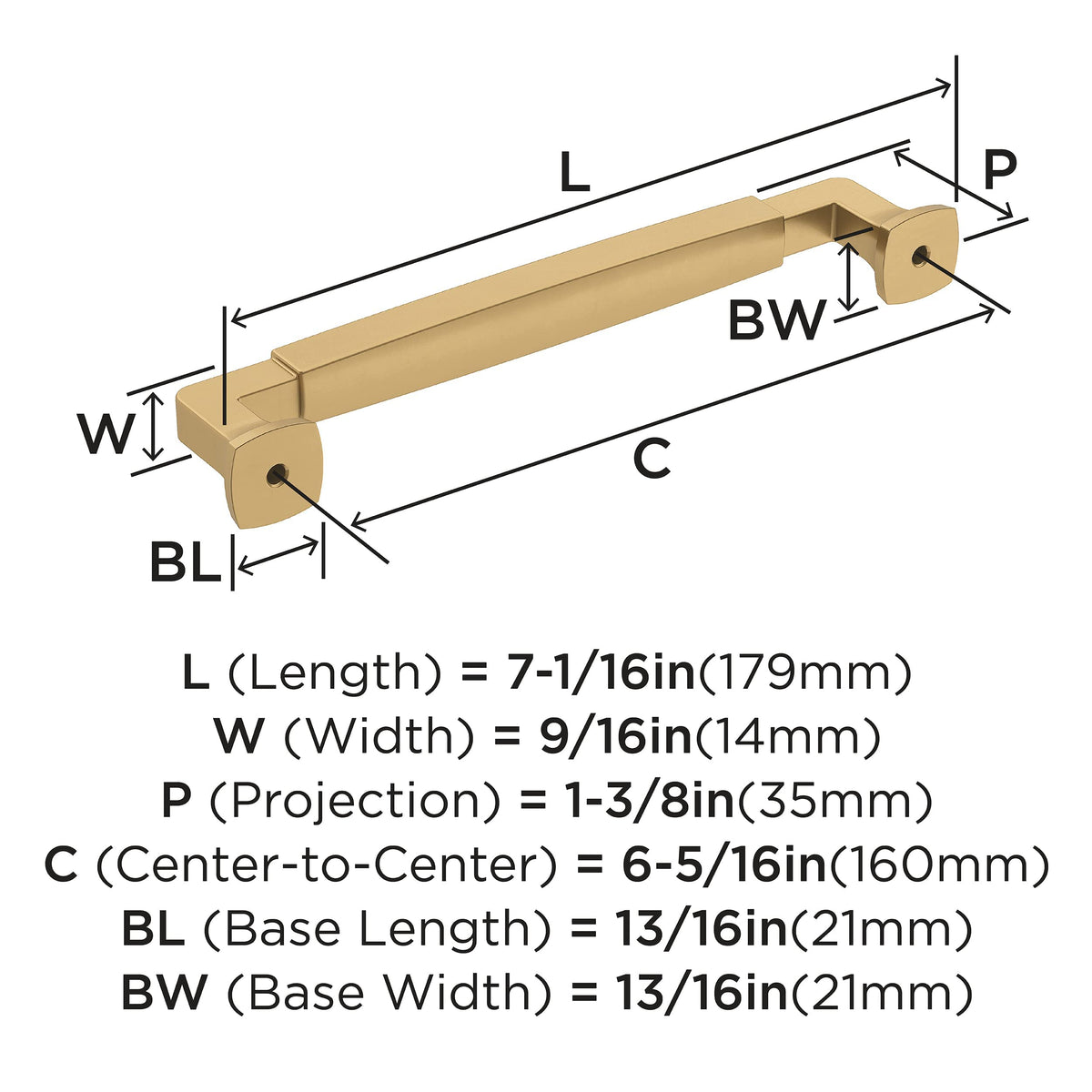 Amerock Cabinet Pull Champagne Bronze 6-5/16 inch (160 mm) Center-to-Center Stature 1 Pack Drawer Pull Cabinet Handle Cabinet Hardware