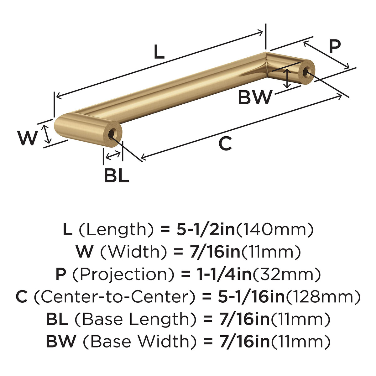 Amerock Cabinet Pull Champagne Bronze 5-1/16 in (128 mm) Center-to-Center Drawer Pull Revolve Kitchen and Bath Hardware Furniture Hardware