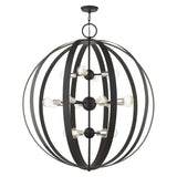 Livex Lighting 46418-04 Modesto Collection 16-Light Foyer Chandelier with Exposed Bulbs, Black