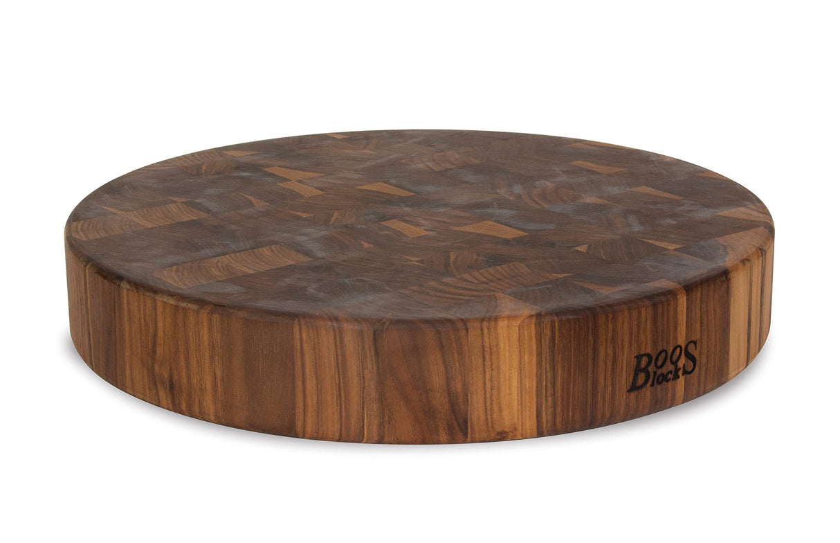 John Boos WAL-CCB183-R Block Classic Collection Walnut Wood End Grain Round Chopping Block, 18 Inches x 3 18DIAX3 WAL-END GR-NON REV-CHOP BL