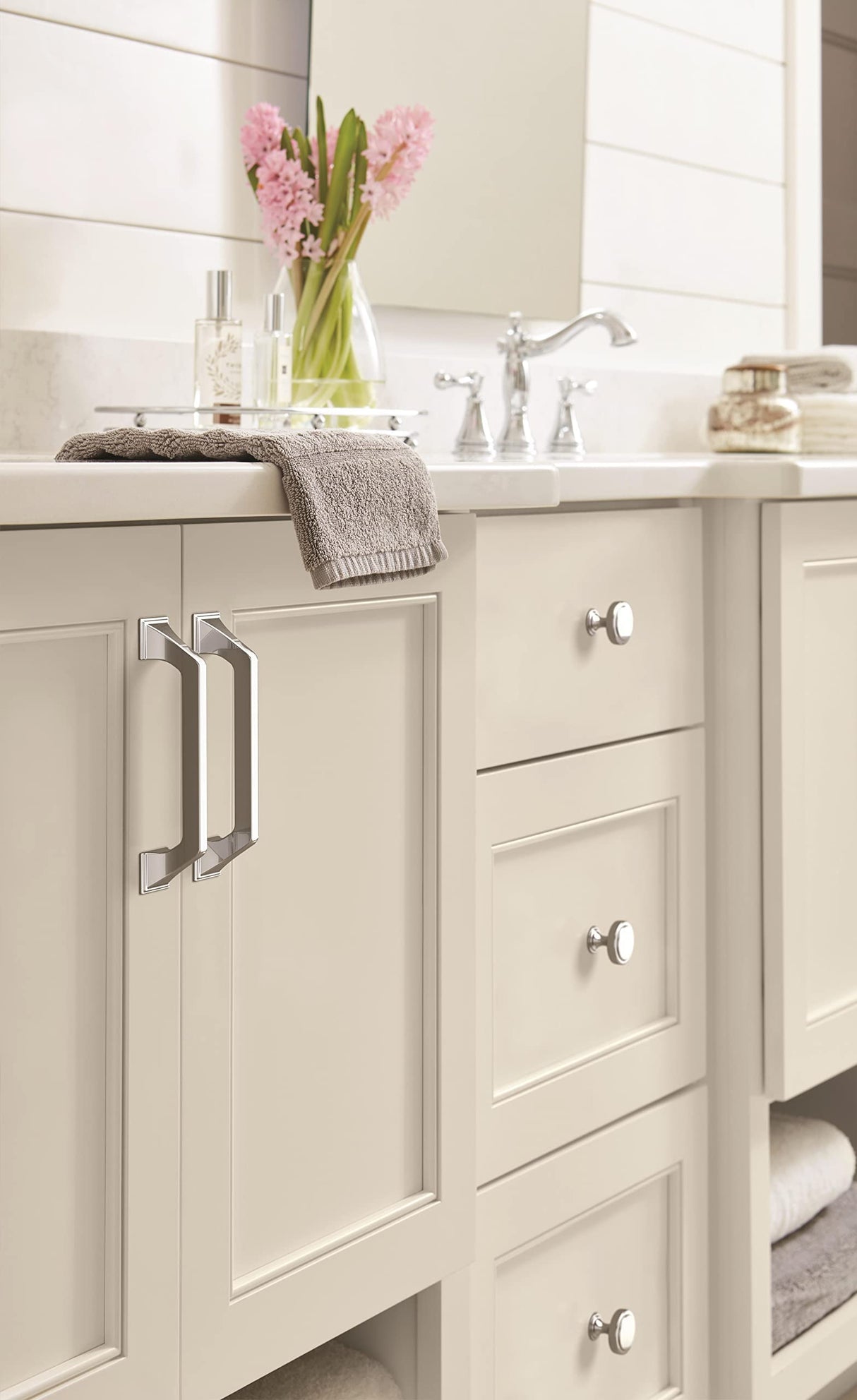Amerock Cabinet Pull Polished Chrome 5-1/16 inch (128 mm) Center-to-Center Exceed 1 Pack Drawer Pull Cabinet Handle Cabinet Hardware