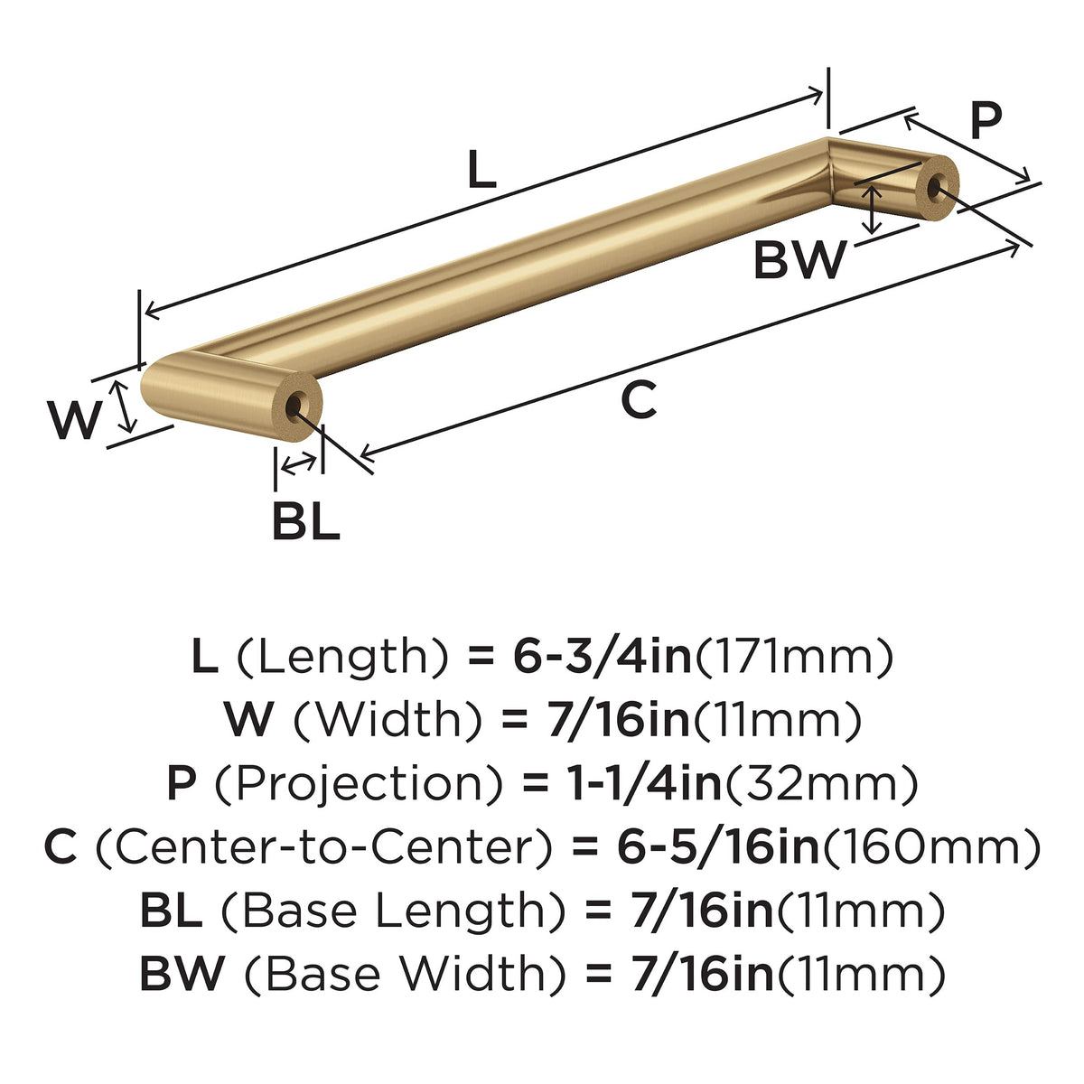 Amerock Cabinet Pull Champagne Bronze 6-5/16 in (160 mm) Center-to-Center Drawer Pull Revolve Kitchen and Bath Hardware Furniture Hardware
