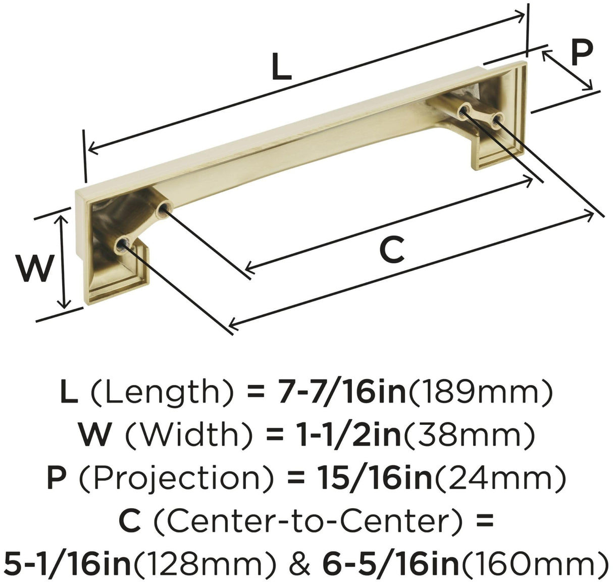 Amerock Cabinet Cup Pull Polished Chrome 5-1/16 inch & 6-5/16 inch (128 mm & 160 mm) Center-to-Center Appoint 1 Pack Drawer Pull Cabinet Handle Cabinet Hardware