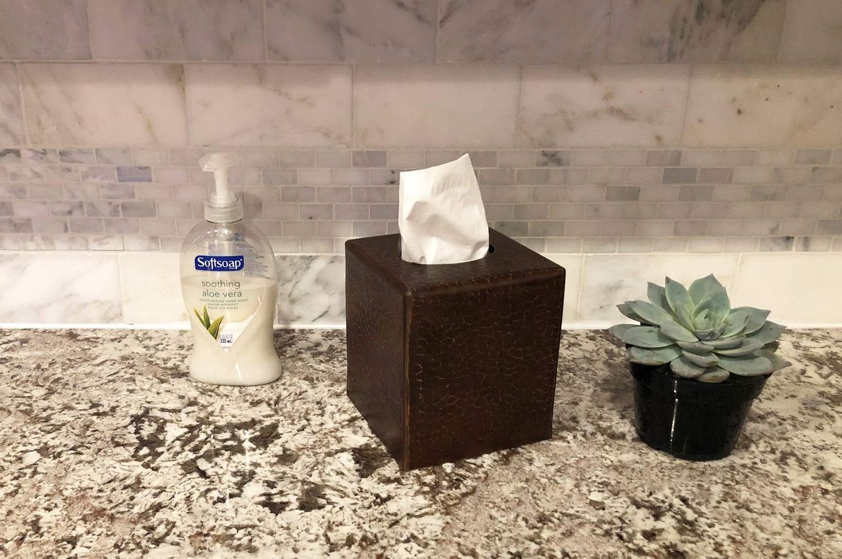 Premier Copper Products TBCSDB Small Hammered Copper Tissue Box Cover