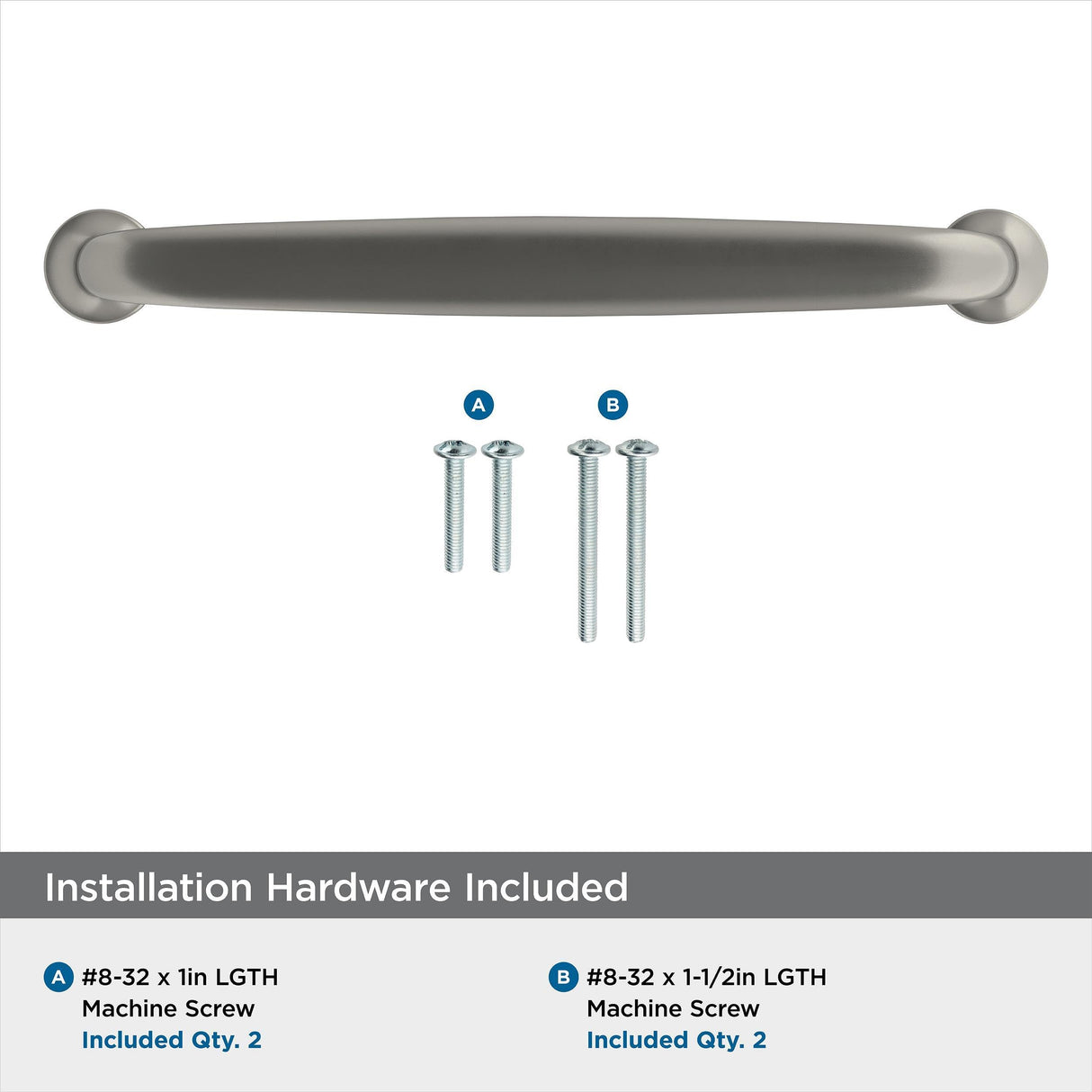 Amerock Cabinet Pull Satin Nickel 5-1/16 inch (128 mm) Center-to-Center Renown 1 Pack Drawer Pull Cabinet Handle Cabinet Hardware