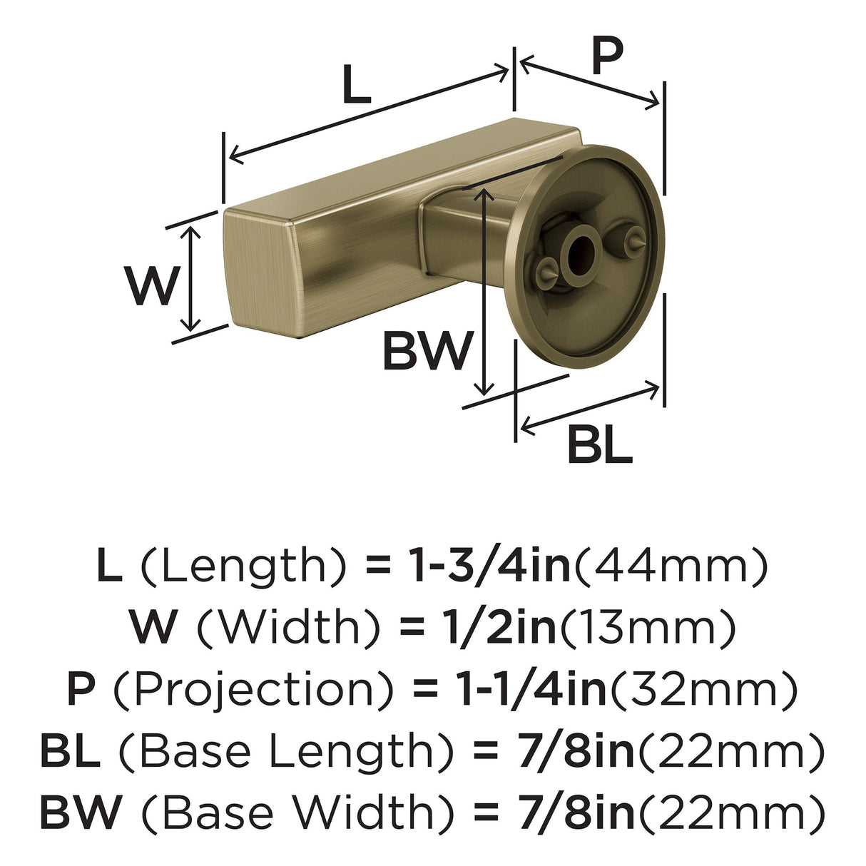 Amerock BP37100BBZ Kitchen Cabinet Knob Golden Champagne Everett 1-3/4 in (44 mm) Length Cabinet Hardware Bar Furniture Knob Dresser Drawer Knob Bathroom Cabinet Door Knob