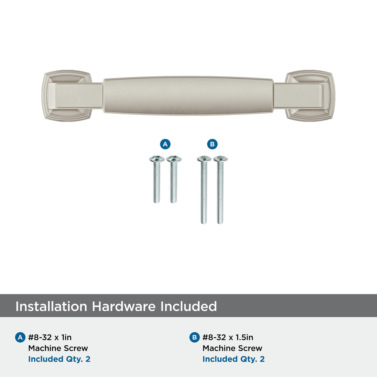 Amerock BP36887G10 Stature Cabinet Pull, 3-3/4 in (96 mm) Center-to-Center, Satin Nickel