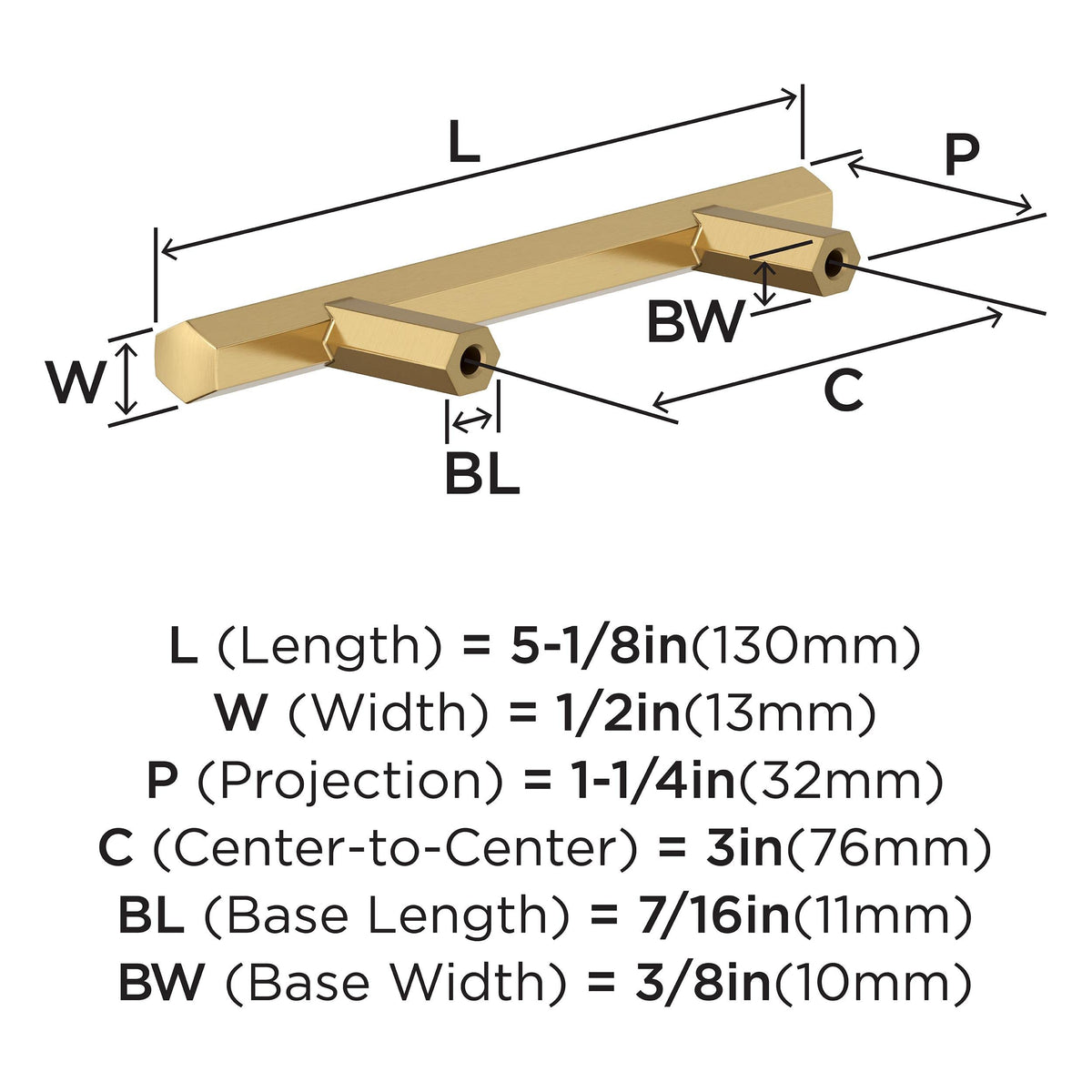 Amerock BP37365CZ Champagne Bronze Cabinet Pull 3 in (76 mm) Center-to-Center Cabinet Handle Caliber Drawer Pull Kitchen Cabinet Handle Furniture Hardware