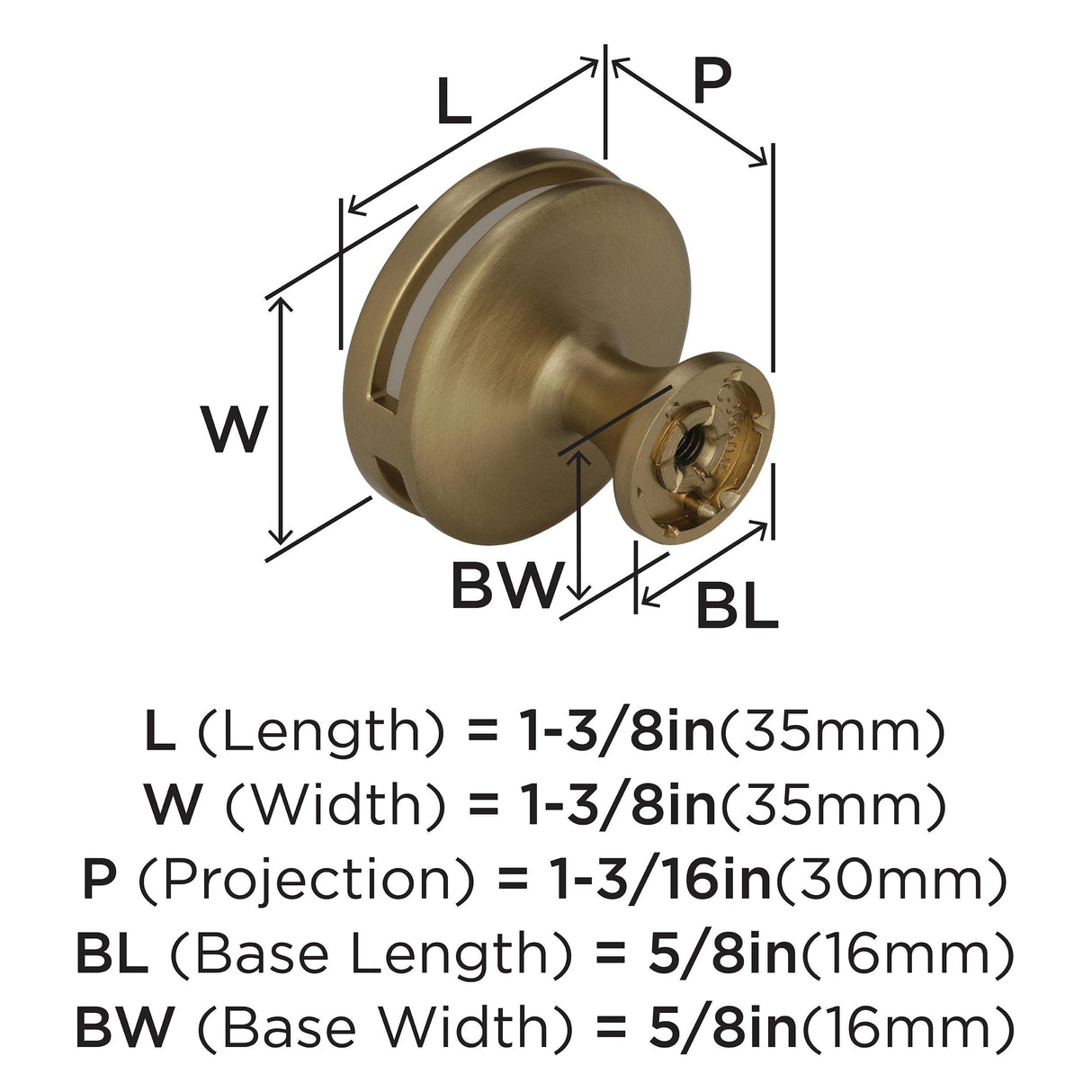 Amerock Cabinet Knob Golden Champagne/Frosted 1-3/8 inch (35 mm) Diameter Oberon 1 Pack Drawer Knob Cabinet Hardware